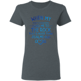 Bible Verses Ladies' 5.3 oz. T-Shirt - "Psalm 61:2" Design 17 - Meditate Healing Christian Store