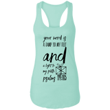 Bible Verses Ladies Ideal Racerback Tank - "Psalm 119:105" Design 18 (Black Font) - Meditate Healing Christian Store