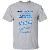 Bible Verse Men 5.3 oz. T-Shirt - "Psalm 61:2" Design 18 - Meditate Healing Christian Store