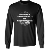 Bible Verse Unisex Long Sleeve T-Shirt - Your Word Is Light To My Path ~Psalm 119:105~ Design 1