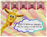 Hope Inspiring Kids Snuggly Blanket - God Is With Me Always ~Matthew 28:20~ (Design: Giraffe 1)