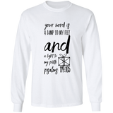 Bible Verse Long Sleeve  Ultra Cotton T-Shirt - "Psalm 119:105" Design 18 (Black Font) - Meditate Healing Christian Store