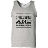 Bible Verse Men 100% Cotton Tank Top - "Psalm 119:105" Design 10 (Black Font) - Meditate Healing Christian Store