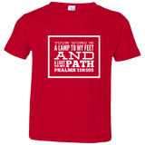 Bible Verse Toddler Jersey T-Shirt - "Psalm 119:105" Design 13 (White Font) - Meditate Healing Christian Store