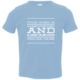 Bible Verse Toddler Jersey T-Shirt - "Psalm 119:105" Design 11 (White Font) - Meditate Healing Christian Store