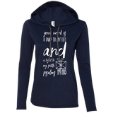 Bible Verse Ladies' Long Sleeve T-Shirt Hoodie - "Psalm 119:105" Design 18 (White Font) - Meditate Healing Christian Store