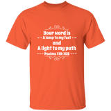 Bible Verse Men 5.3 oz. T-Shirt - "Psalm 119:105" Design 1 (White Font) - Meditate Healing Christian Store