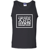 Bible Verse Men 100% Cotton Tank Top - "Psalm 119:105" Design 13 (White Font) - Meditate Healing Christian Store