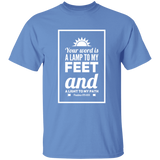 Bible Verse Men 5.3 oz. T-Shirt - "Psalm 119:105" Design 2 (White Font) - Meditate Healing Christian Store