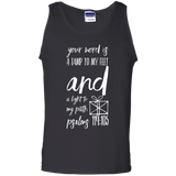 Bible Verse Men 100% Cotton Tank Top - "Psalm 119:105" Design 18 (White Font) - Meditate Healing Christian Store