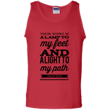 Bible Verse Men 100% Cotton Tank Top - "Psalm 119:105" Design 15 (Black Font) - Meditate Healing Christian Store