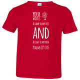 Bible Verse Toddler Jersey T-Shirt - "Psalm 119:105" Design 19 (White Font) - Meditate Healing Christian Store