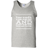 Bible Verse Men 100% Cotton Tank Top - "Psalm 119:105" Design 10 (White Font) - Meditate Healing Christian Store