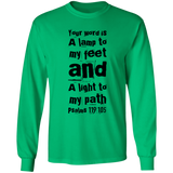 Bible Verse Long Sleeve  Ultra Cotton T-Shirt - "Psalm 119:105" Design 6 (Black Font) - Meditate Healing Christian Store