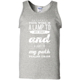 Bible Verse Men 100% Cotton Tank Top - "Psalm 119:105" Design 17 (White Font) - Meditate Healing Christian Store