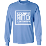 Bible Verse Long Shirt Ultra Cotton T-Shirt - "Psalm 119:105" Design 12 (White Font) - Meditate Healing Christian Store