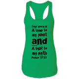 Bible Verses Ladies Ideal Racerback Tank - "Psalm 119:105" Design 6 (Black Font) - Meditate Healing Christian Store