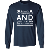 Bible Verse Long Shirt Ultra Cotton T-Shirt - "Psalm 119:105" Design 14 (White Font) - Meditate Healing Christian Store