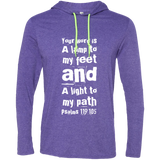 Bible Verse Men Long Sleeve T-Shirt Hoodie - "Psalm 119:105" Design 6 (White Font) - Meditate Healing Christian Store