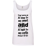 Bible Verses Ladies' 100% Ringspun Cotton Tank Top - "Psalm 119:105" Design 6 (Black Font) - Meditate Healing Christian Store