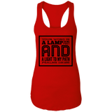 Bible Verses Ladies Ideal Racerback Tank - "Psalm 119:105" Design 12 (Black Font) - Meditate Healing Christian Store