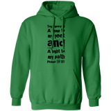 Bible Verse Men G185 Pullover Hoodie 8 oz. - Your Word Is Light To My Path ~Psalm 119:105~ Design 6