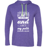 Bible Verse Men Long Sleeve T-Shirt Hoodie - "Psalm 119:105" Design 17 (White Font) - Meditate Healing Christian Store