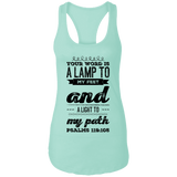Bible Verses Ladies Ideal Racerback Tank - "Psalm 119:105" Design 17 (Black Font) - Meditate Healing Christian Store