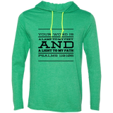 Bible Verse Men Long Sleeve T-Shirt Hoodie - "Psalm 119:105" Design 11 (Black Font) - Meditate Healing Christian Store