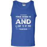 Bible Verse Men 100% Cotton Tank Top - "Psalm 119:105" Design 16 (White Font) - Meditate Healing Christian Store