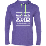 Bible Verse Men Long Sleeve T-Shirt Hoodie - "Psalm 119:105" Design 10 (White Font) - Meditate Healing Christian Store