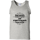 Bible Verse Men 100% Cotton Tank Top - "Psalm 119:105" Design 1 (Black Font) - Meditate Healing Christian Store
