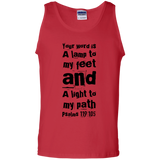 Bible Verse Men 100% Cotton Tank Top - "Psalm 119:105" Design 6 (Black Font) - Meditate Healing Christian Store