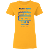 Bible Verses Ladies' 5.3 oz. T-Shirt - "Psalm 61:2" Design 5 - Meditate Healing Christian Store