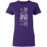 Bible Verse Ladies' 5.3 oz. T-Shirt - "Psalm 119:105" Design 20 (White Font) - Meditate Healing Christian Store