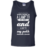 Bible Verse Men 100% Cotton Tank Top - "Psalm 119:105" Design 17 (White Font) - Meditate Healing Christian Store