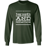 Bible Verse Unisex Long Sleeve T-Shirt - Your Word Is Light To My Path ~Psalm 119:105~ Design 10