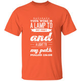 Bible Verse Men 5.3 oz. T-Shirt - "Psalm 119:105" Design 17 (White Font) - Meditate Healing Christian Store