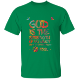 Bible Verse Men 5.3 oz. T-Shirt - "Psalm 73:26" Design 7 - Meditate Healing Christian Store