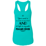 Bible Verses Ladies Ideal Racerback Tank - "Psalm 119:105" Design 5 (Black Font) - Meditate Healing Christian Store