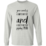 Bible Verse Long Sleeve  Ultra Cotton T-Shirt - "Psalm 119:105" Design 9 (Black Font) - Meditate Healing Christian Store
