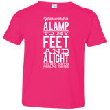 Bible Verse Toddler Jersey T-Shirt - "Psalm 119:105" Design 4 (White Font) - Meditate Healing Christian Store