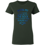 Bible Verses Ladies' 5.3 oz. T-Shirt - "Psalm 61:2" Design 17 - Meditate Healing Christian Store