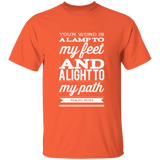 Bible Verse Men 5.3 oz. T-Shirt - "Psalm 119:105" Design 15 (White Font) - Meditate Healing Christian Store