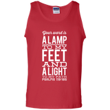 Bible Verse Men 100% Cotton Tank Top - "Psalm 119:105" Design 4 (White Font) - Meditate Healing Christian Store