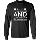 Bible Verse Long Shirt Ultra Cotton T-Shirt - "Psalm 119:105" Design 14 (White Font) - Meditate Healing Christian Store