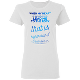 Bible Verses Ladies' 5.3 oz. T-Shirt - "Psalm 61:2" Design 18 - Meditate Healing Christian Store