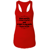 Bible Verses Ladies Ideal Racerback Tank - "Psalm 119:105" Design 1 (Black Font) - Meditate Healing Christian Store