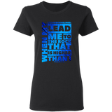 Bible Verses Ladies' 5.3 oz. T-Shirt - "Psalm 61:2" Design 20 - Meditate Healing Christian Store