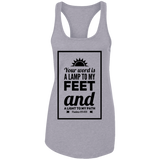Bible Verses Ladies Ideal Racerback Tank - "Psalm 119:105" Design 2 (Black Font) - Meditate Healing Christian Store
